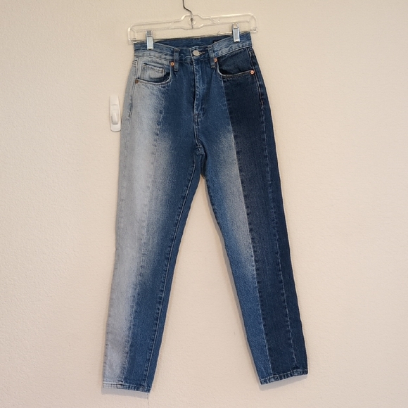 Blank NYC Two-Tone Straight Leg Jeans Bleach Light to Dark Blue Sz 24 - Picture 3 of 15
